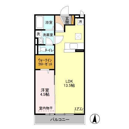 MヒルズB棟(1LDK/1階)の間取り写真
