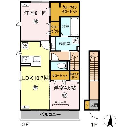 PREMIER COULEUR(2LDK/2階)の間取り写真