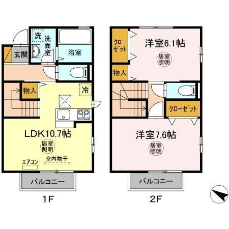 SANTORINI II(2LDK/1階)の間取り写真