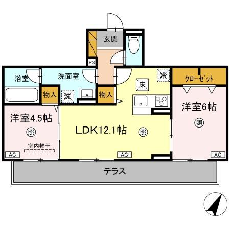 SERENVITA MATSUSHIROセレウィータ マツシロ(2LDK/1階)の間取り写真