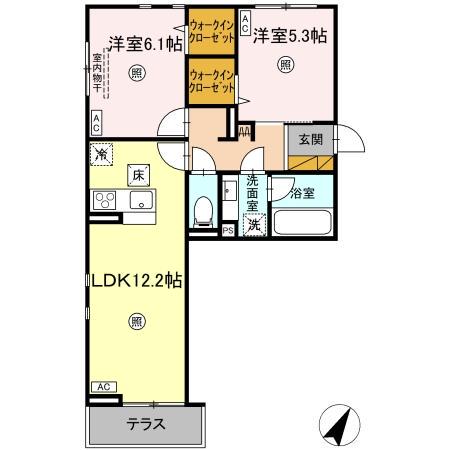 SERENVITA MATSUSHIROセレウィータ マツシロ(2LDK/1階)の間取り写真