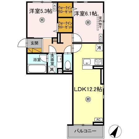 SERENVITA MATSUSHIROセレウィータ マツシロ(2LDK/3階)の間取り写真
