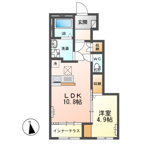 /上横場アパートB(1LDK/1階)の間取り写真