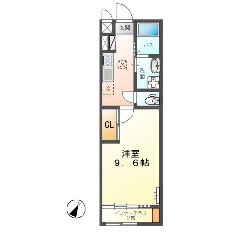 ラフォーレつくば(1K/1階)の間取り写真