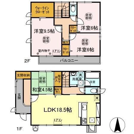 つくばエクスプレス 研究学園駅 徒歩17分 2階建 築12年(4LDK)の間取り写真