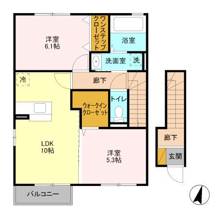 CROIRE(2LDK/2階)の間取り写真