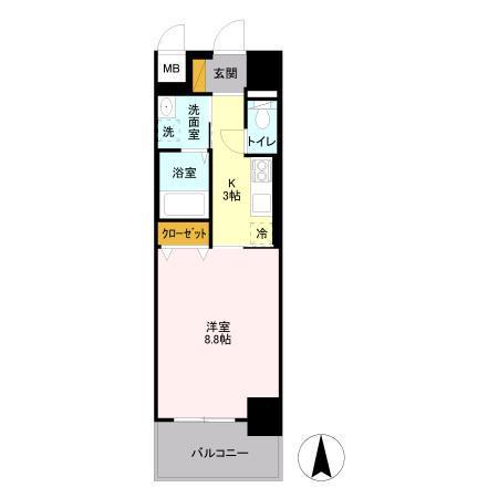 フロンティア・コンフォート研究学園(1K/4階)の間取り写真