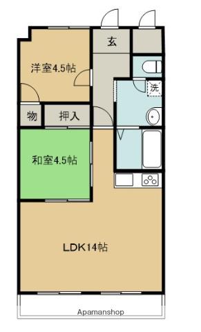 ル・マ・デュ・キャルム(2LDK/4階)の間取り写真