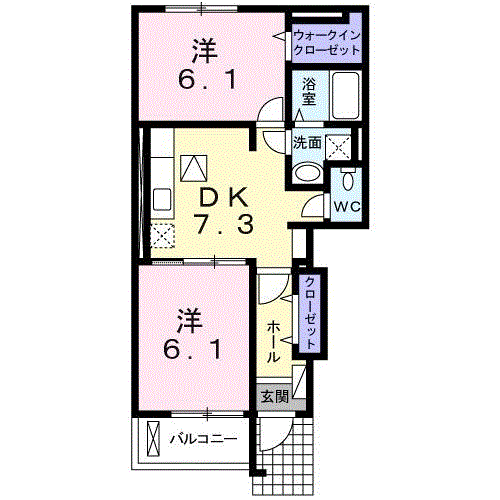 パーク・ヒルズ利根壱番館(2DK/1階)の間取り写真