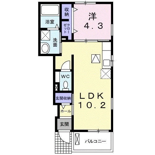 リベラル ファミリア(1LDK/1階)の間取り写真