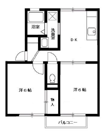 メゾン森PARTⅦ・Ⅷ(2DK/2階)の間取り写真