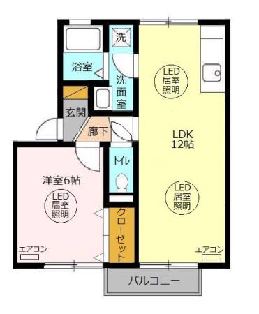 メゾン森PARTⅦ・Ⅷ(1LDK/1階)の間取り写真