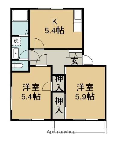 サツキハイツ(2K/1階)の間取り写真