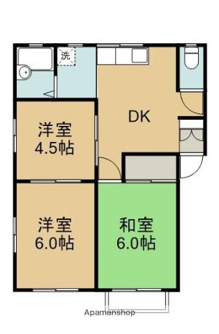コーポ秋田C棟(3DK/1階)の間取り写真