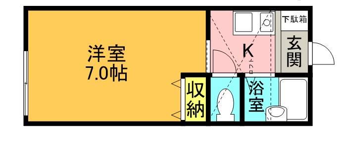 コーポM&I 2号棟(1K/1階)の間取り写真