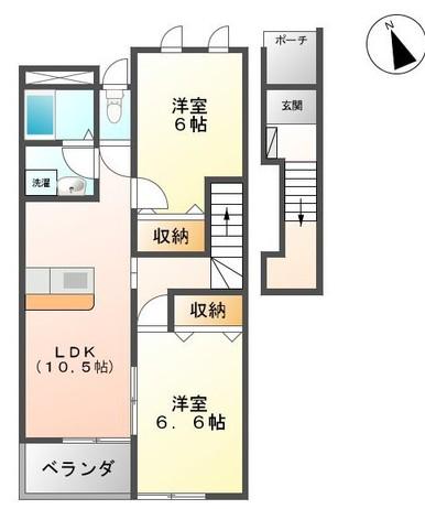 モンシェリー(2LDK/2階)の間取り写真