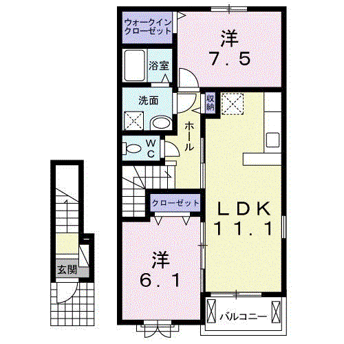 リズィエールⅡ(2LDK/2階)の間取り写真