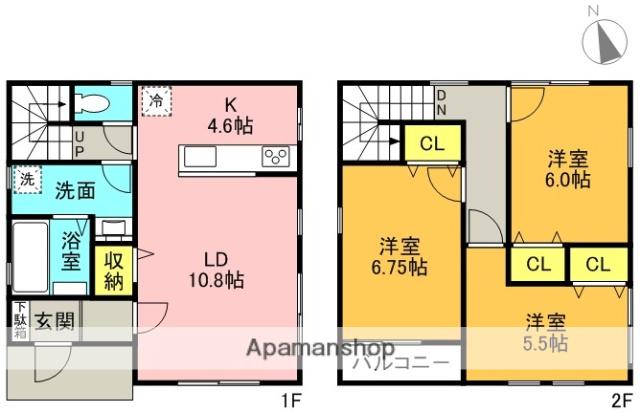 常磐線 龍ケ崎市駅 徒歩30分 2階建 築11年(3LDK)の間取り写真