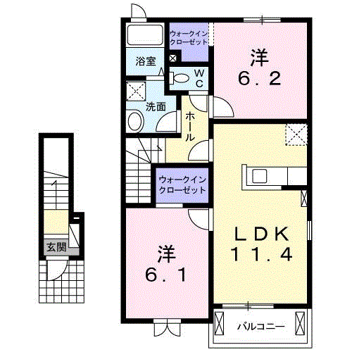 ソレイユ(2LDK/2階)の間取り写真