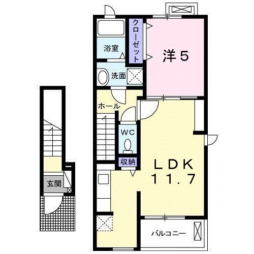 HJ レジデンスⅡ(1LDK/2階)の間取り写真