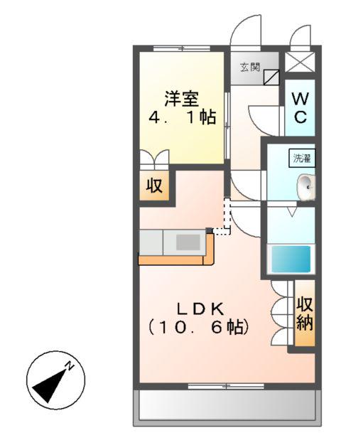 レジデンス・ヒルズ(1LDK/3階)の間取り写真