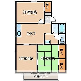アクシス長山B(3DK/2階)の間取り写真