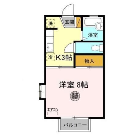 ライトハウス Ⅲ(1K/2階)の間取り写真