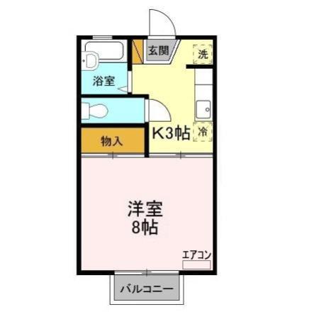 ライトハウス Ⅲ(1K/2階)の間取り写真