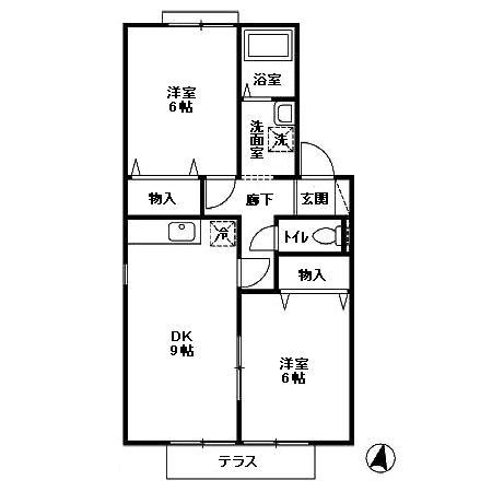 コーラルA(2DK/1階)の間取り写真