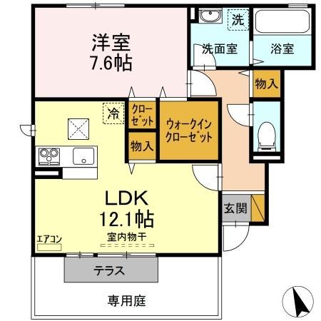 ベル・アジュールA棟(1LDK/1階)の間取り写真