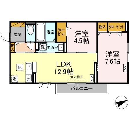 ECLAT(2LDK/1階)の間取り写真