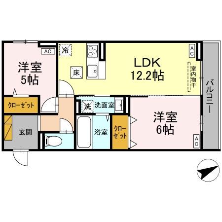 ECLAT(2LDK/1階)の間取り写真