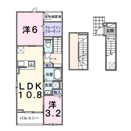 ホグワーツB(2LDK/3階)の間取り写真