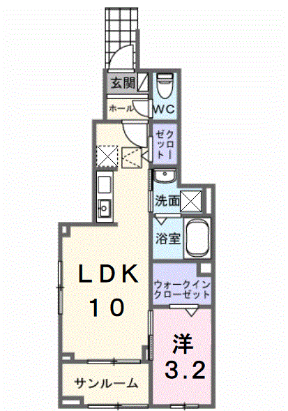 ホグワーツB(1LDK/1階)の間取り写真