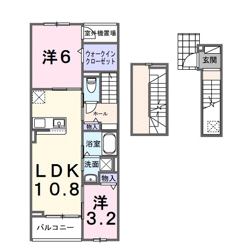 ホグワーツB(2LDK/3階)の間取り写真