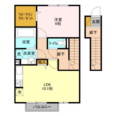 エクセルヴィラ(1LDK/2階)の間取り写真