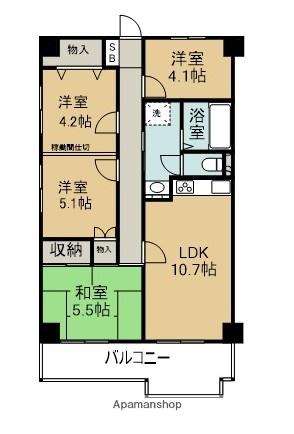 ルックハイツ藤代A棟(3LDK/9階)の間取り写真