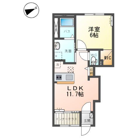 取手市寺田アパート(1LDK/1階)の間取り写真