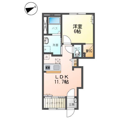 取手市寺田アパート(1LDK/1階)の間取り写真