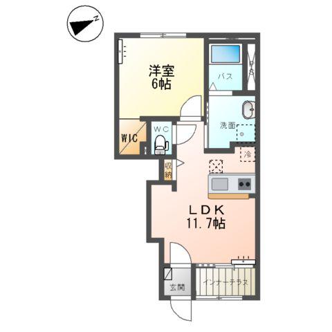 取手市寺田アパート(1LDK/1階)の間取り写真