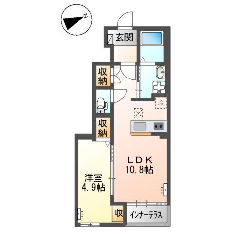 ナバーナⅢ取手(1LDK/1階)の間取り写真