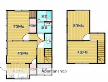 常磐線 龍ケ崎市駅 徒歩17分 2階建 築47年(4K)の間取り写真