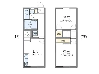 レオパレス吉春(2DK/1階)の間取り写真