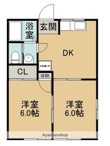 けやき台ハイツ(2DK/1階)の間取り写真