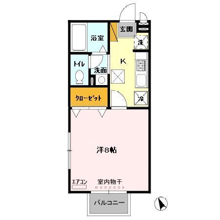 ルミエールK(1K/1階)の間取り写真