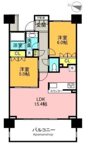 パラッシオ守谷602(2LDK/6階)の間取り写真