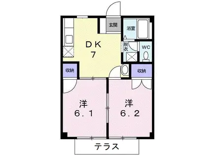 おおつきハイツ(2DK/1階)の間取り写真