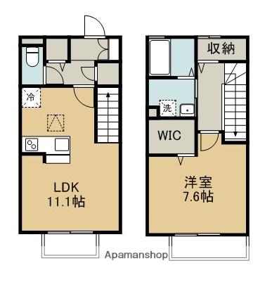 フェリースA棟(1LDK/1階)の間取り写真