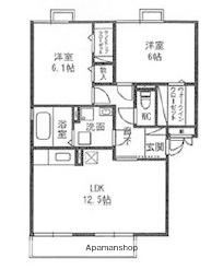 ヴィレッジヒルIII TOYOSHIMA(2LDK/2階)の間取り写真