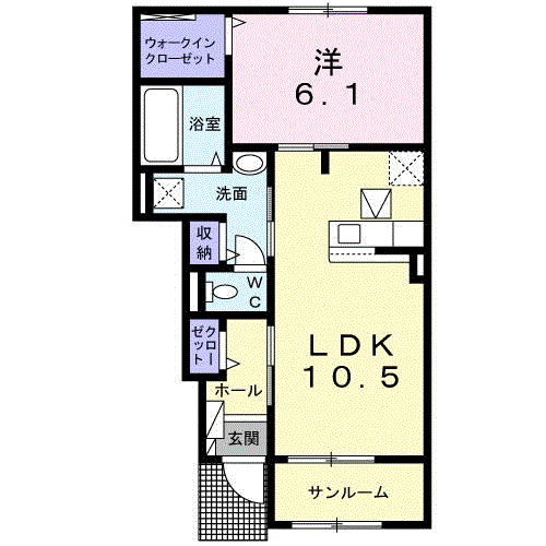 K.Z WILL A(1LDK/1階)の間取り写真